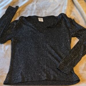Glittery Black V-Neck Top
